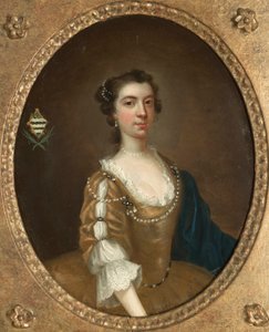 Uno di un paio di ritratti di due sorelle della famiglia Moult di Nottinghamshire da Arthur Devis